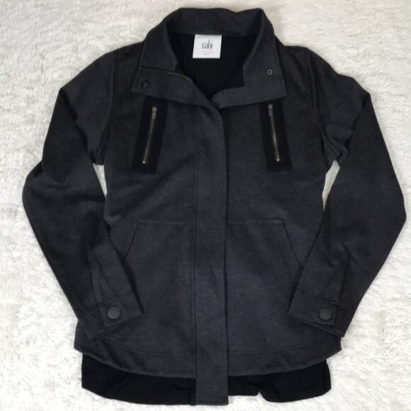 CAbi 3184 Love Carol Gray Modern Mesh Back Buckle Full Zip Jacket XS Moto Biker - Picture 2 of 13